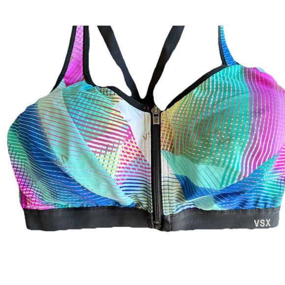 Victorias Secret VSX Womens Sports Bra 34D Knockout Double Bra Racerback Zipper - Picture 1 of 9